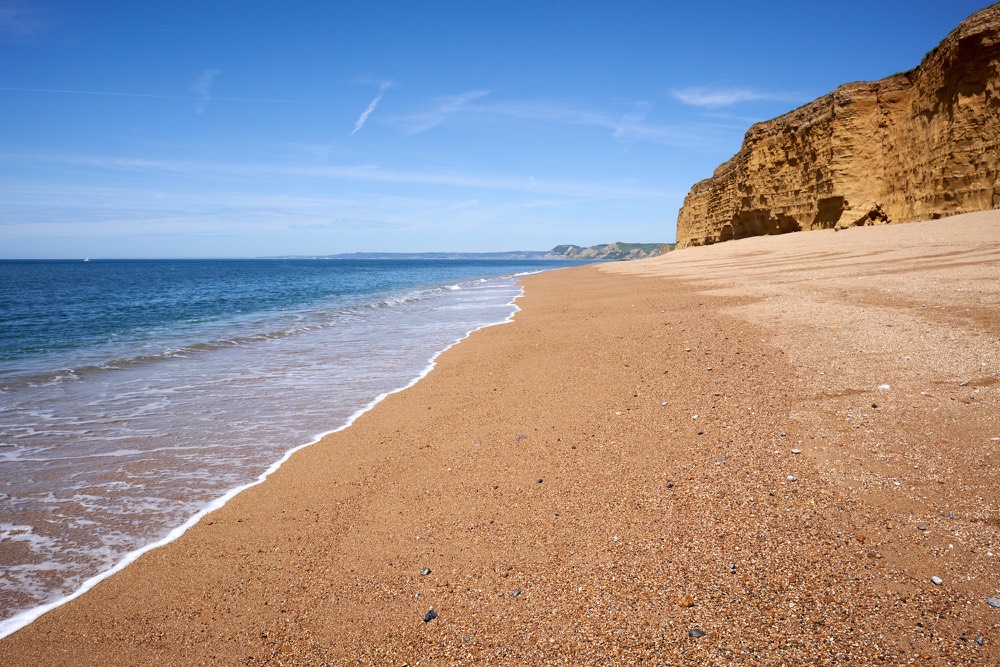 Golden cliffs and beach scenery on the Dorset coast